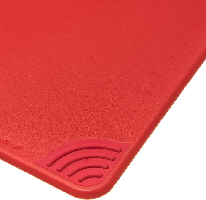 San Jamar Saf-T-Grip Plastic Cutting Board with Safety Hook, 15" x 20" x 0.5", Red