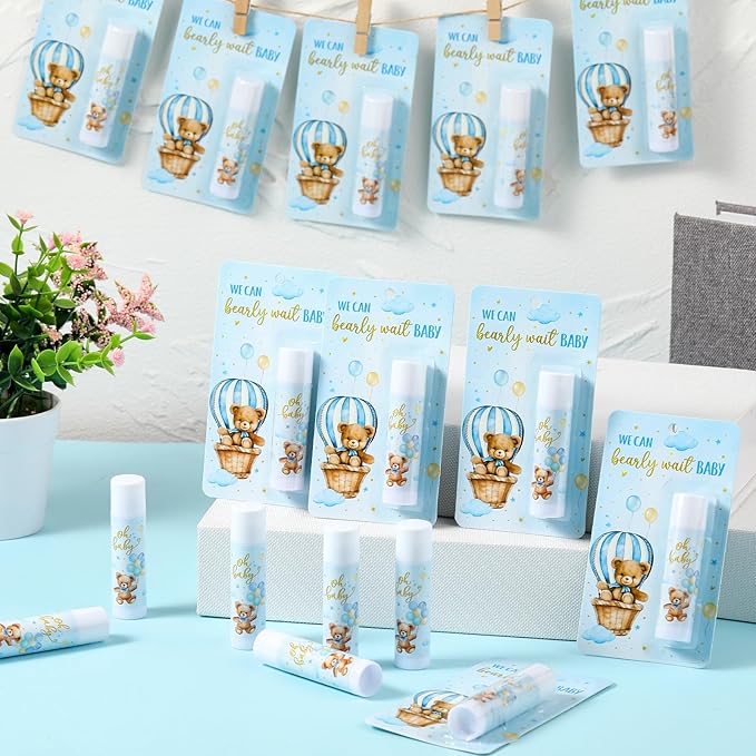 50 Pack Baby Shower Lip Balm Bulk Bear Baby Shower Favors Baby Mint Flavor Lip Balm Baby Shower Gifts for Guest Bear Themed Baby Shower Thank You Gifts Girls Boys Games Gender Reveal Favors-BrightBean Baby