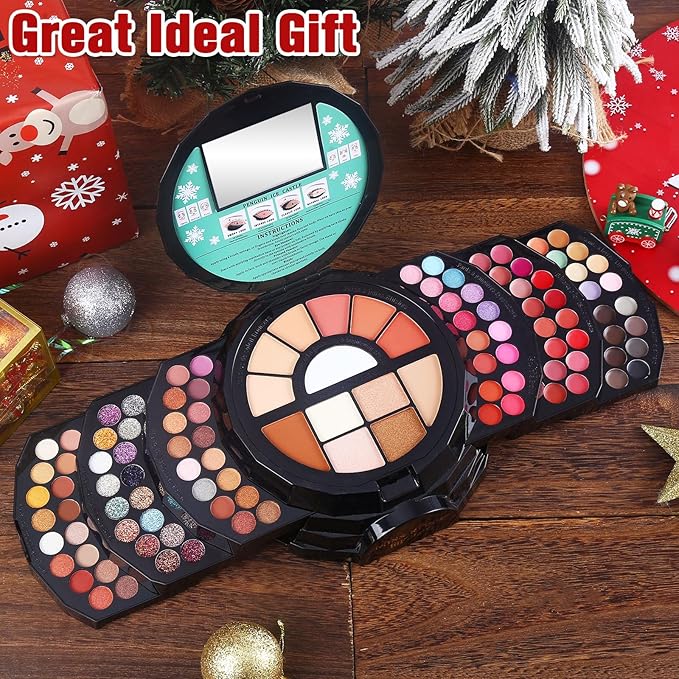 109 Colors Makeup Kit for Women Girl Full Kit Gift Set with Mirror All in One Make up Palette Included Eyeshadow Glitter Lipstick Concealer Eyeliner Eyebrow Highlighter Contour Blusher Compact PowderN-BrightBean Baby