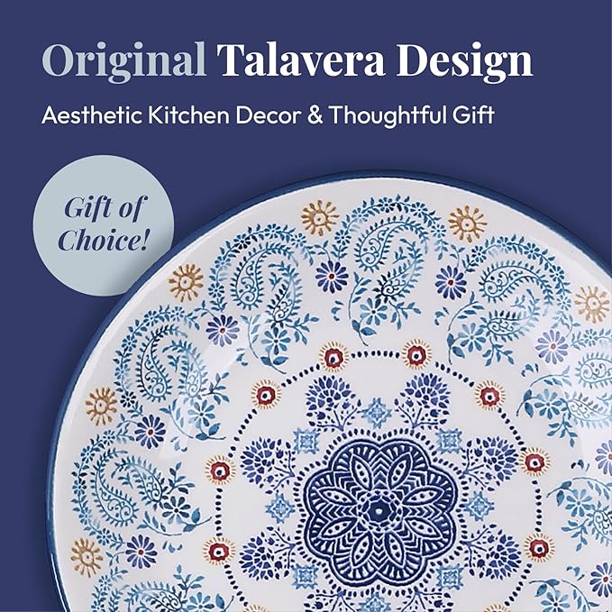 Bico Blue Talavera Spoon Rest for Stove Top, Ceramic Spoon Holder for Kitchen Counter, Easy to Clean Coffee Spoon Rest Dishwasher Safe, Kitchen Cooking Utensil Rest for Ladles Spatula