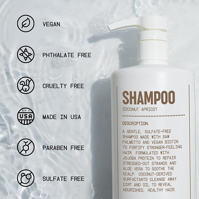 Blu Atlas Men's Natural Shampoo – Organic, Sulfate-Free, Paraben-Free – Deep Cleansing & Hydrating – Coconut Apricot Scent – Made in America – 32 oz-BrightBean Baby