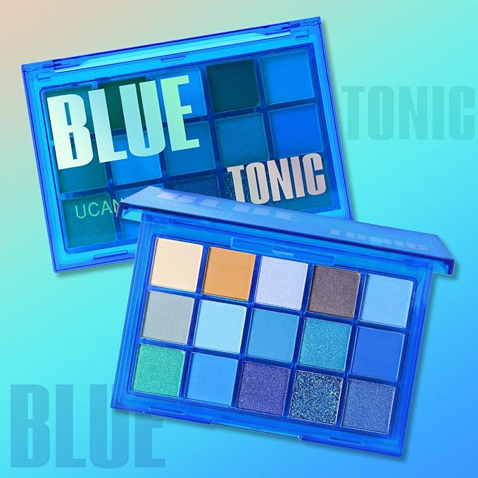 UCANBE Bright Neon Eyeshadow Makeup Palette-15 Shades High Pigmented Purple Blue Yellow Shimmer Matte Glitter Metallic Eyes Shadow Colorful Vibrant Creamy Make Up Pallets Kit - Blue Tonic…-BrightBean Baby