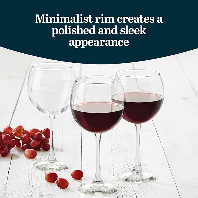 Libbey Vina Red Balloon Wine Glasses, 18.25 Oz Elegant Large Red Wine Glasses Set of 6, Long Stem Glass Wine Glasses for Weddings, Birthdays, and More