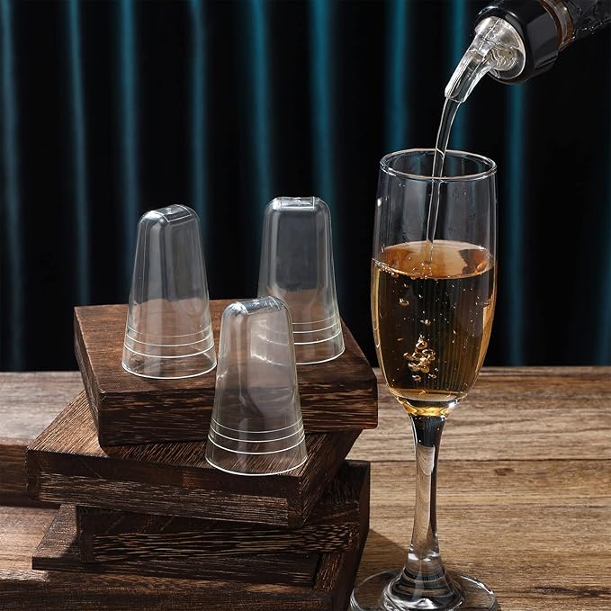 Chengu 24 Pieces Liquor Bottle Toppers for Liquor Pour Bottle Covers Universal Pour Dispenser Bar Dust Translucent Rubber Spout Covers for Home Kitchen Tools Supplies