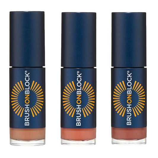 Brush On Block Sun Shine Protective Lip Oil 3 Color Variety Pack, Broad Protection Hydrating SPF 30 Mineral Sunscreen, Nude Tint, Coral, and Fig-BrightBean Baby