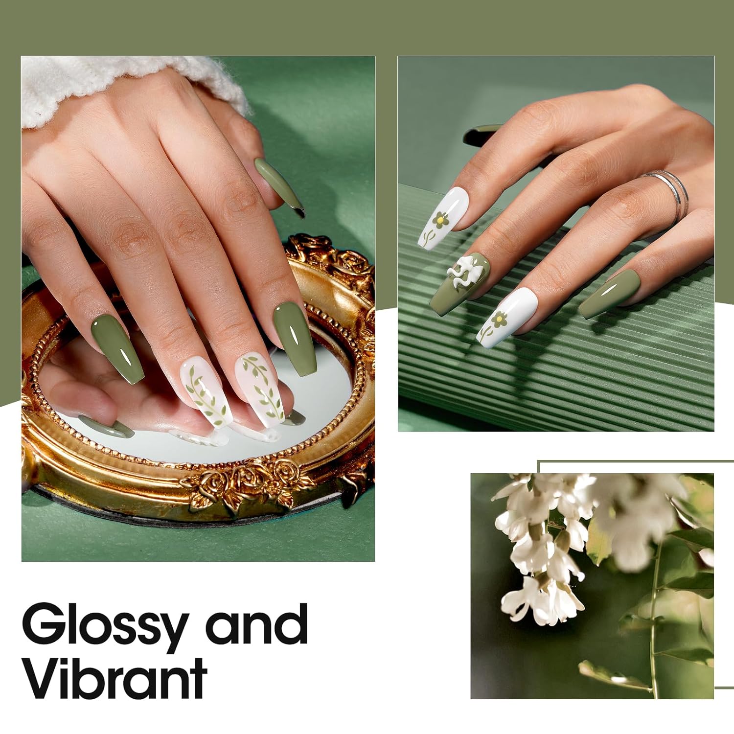 Gellen Green Gel Nail Polish 18 ML Sage Green Nail Gel Polish Soak off UV LED Nail Lamp Emerald Nail Polish for Fall Winter Salon DIY Nail Art Manicure at Home Holiday Gift for Women, 0.61 Fl Oz-BrightBean Baby