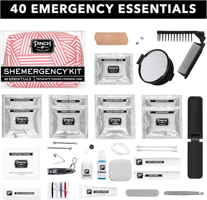 Pinch Provisions Shemergency Kit for Her, 40 Emergency Essential Items, Compact, Multi-Functional Pouch, Gift for Women, Birthday, Bachelorette Parties, and More!-BrightBean Baby