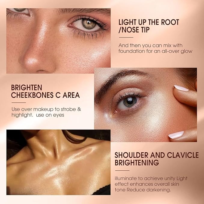 MAEPEOR Shimmer Body Luminizer 5 Colors Moisturizing Glow Illuminator Smooth and Non-sticky Summer Body Highlighter For Face & Body (80ML, 01 Silver)-BrightBean Baby