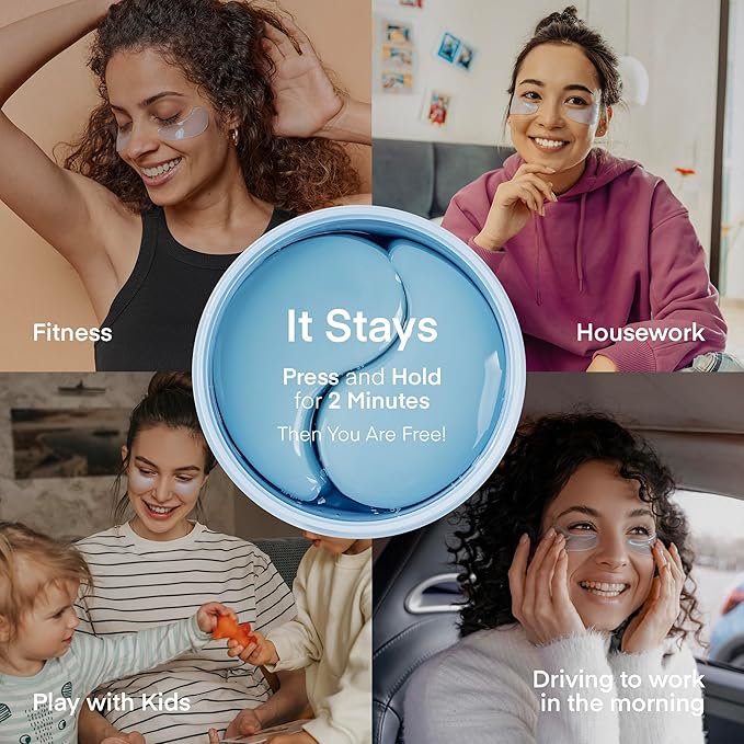 TEREZ & HONOR Under Eye Patches for Dark Circles - 60 Korean Hydrogel Masks for Puffiness, Bags with Caffeine, Hyaluronic Acid, Niacinamide - Undereye Brightening, Hydrating, Anti-Wrinkle & Cooling-BrightBean Baby