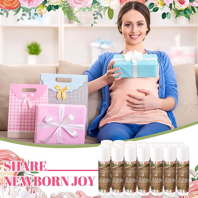 40 Pieces Lip Balm Bulk Baby Shower Jasmine Lip Balm Favors Floral Moisturizing Lip Balm for Women Children Men Girl kids Gender Reveal Favors Gift Baskets (Floral)-BrightBean Baby