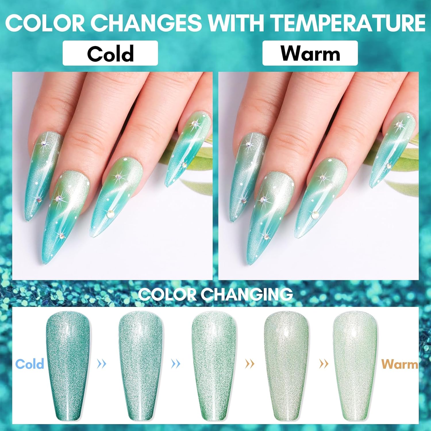 Makartt Cat Eye Gel Nail Polish: Reflective Glitter Gel with Magnet for Temperature Changing Magnetic Nails, Nail Polish UV/LED Light Cured, DIY Nail Art, Salon & Home Use(Olive Catway) 10ml-BrightBean Baby