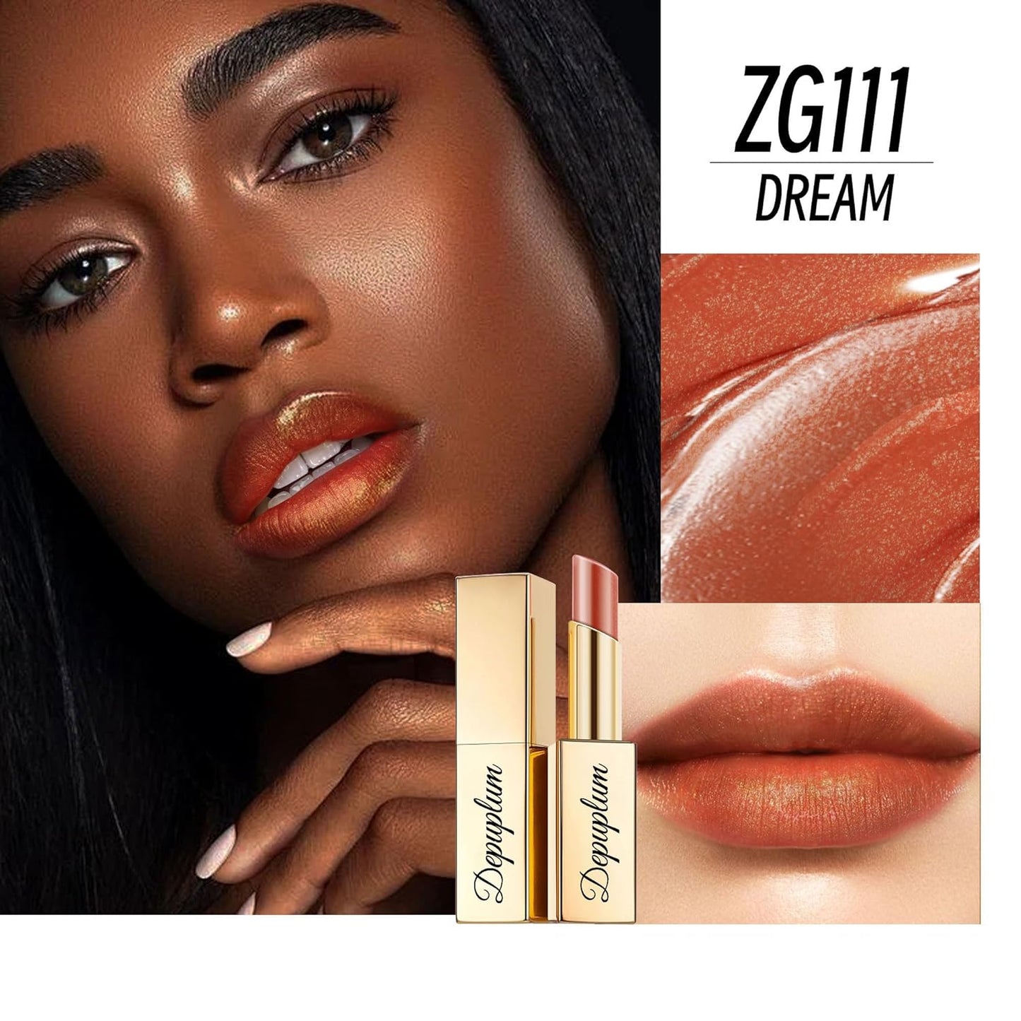Light Brown Lipstick Moisturizing for Women Shimmer Tinted Lip Balm Hydrating Nourishing Lip Gloss Vegan& Cruelty Free Lip Makeup, ZG111 Dream-BrightBean Baby