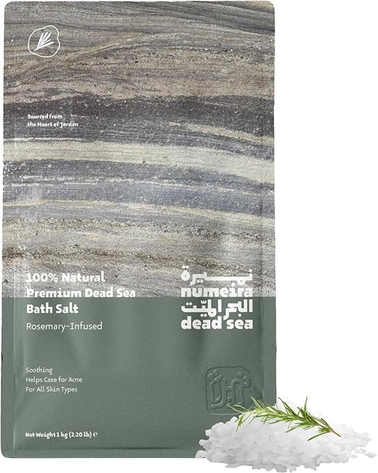 Dead Sea Salts for Soaking - Relaxing Salt Bath Soak for Body Rejuvenation - Natural Mineral Salts - Coarse Dead Sea Salt Bath Salts for Women & Men w/Rosemary Essential Oil (2.2lb)-BrightBean Baby