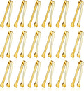 18 Pack Premium Small Serving Tongs, Mini Stainless Steel Appetizer Tongs 4.33Inch Gold