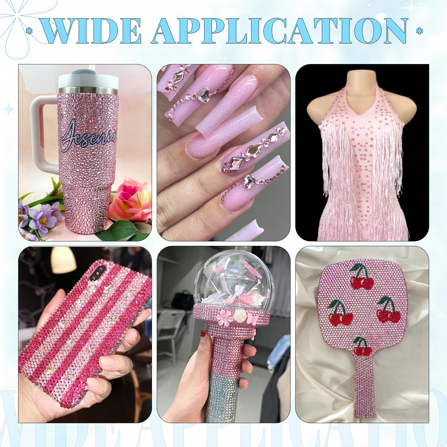 6000Pcs Resin Rhinestones for Bedazzling with 3Pcs B7000 Jewelry Glue, 1 Box Light Pink Flatback Rhinestones for Crafting Crafts DIY, Crystals Gems for Clothing Shoes Tumblers Nail Art Makeup-BrightBean Baby