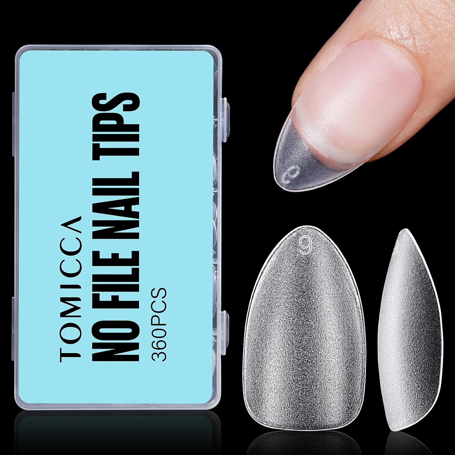 TOMICCA Short Almond Nail Tips, 360Pcs Full Cover Double Sided Matte Gel Nails,15 Sizes Acrylic Short Fake Nails for Nail Extensions Home Diy Salon-BrightBean Baby