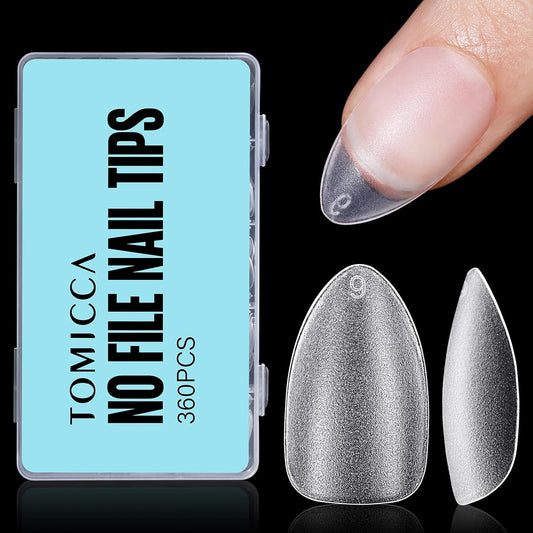 TOMICCA Short Almond Nail Tips, 360Pcs Full Cover Double Sided Matte Gel Nails,15 Sizes Acrylic Short Fake Nails for Nail Extensions Home Diy Salon-BrightBean Baby