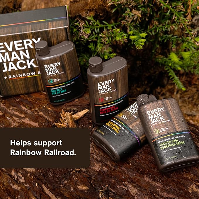 Every Man Jack Body Wash Variety Box - Includes Four Body Washes with Clean Ingredients & Incredible Scents - Round Out His Routine with Sandalwood, Cedarwood, Juniper Sage, & Sea Salt Body Washes-BrightBean Baby
