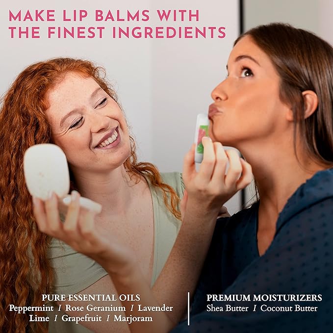 Deluxe Lip Balm Kit with Filling Tray, (77-Piece Set) For Making Your Very Own Clear & Colored DIY Lip Balms! | Includes Tubes, Bees Wax Pouch, 100% Pure Therapeutic Essential Oils & More-BrightBean Baby