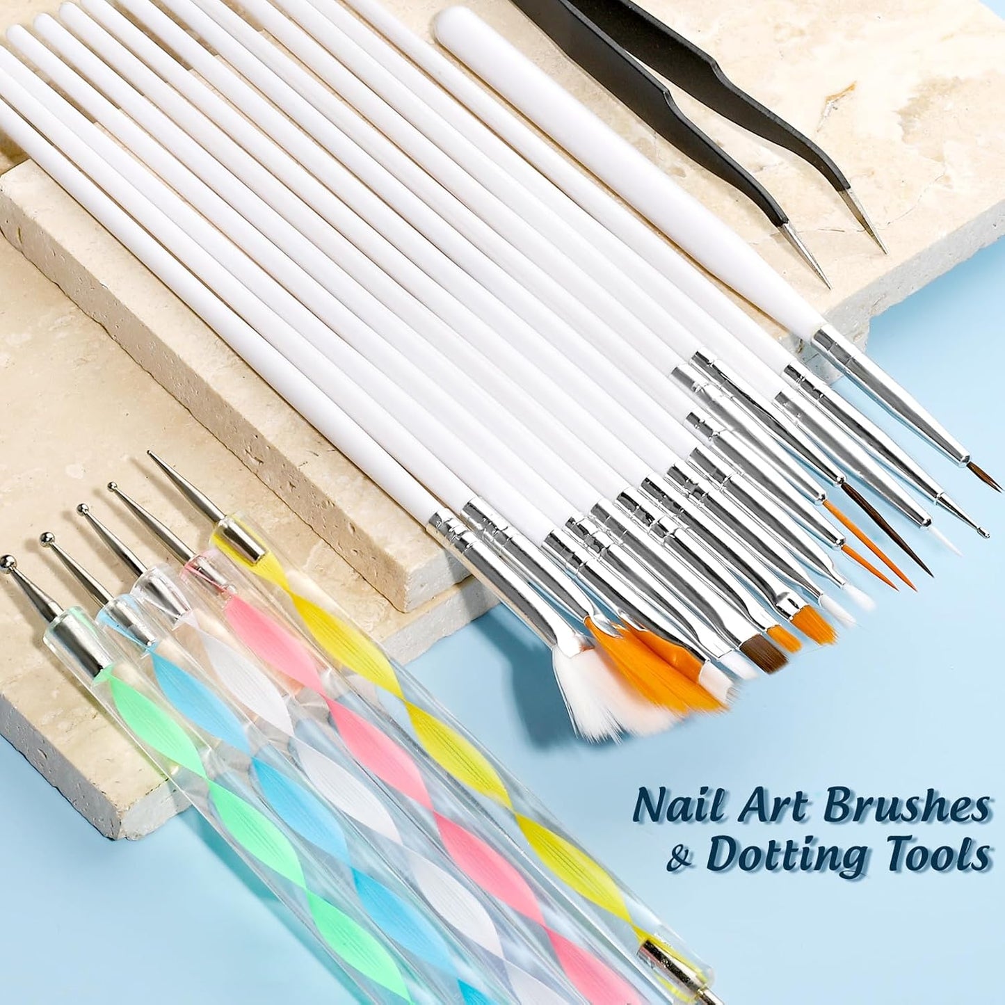 FANDAMEI Nail Tools, Nail Art Brushes Set, Nail Art Dotting Tools, Nail Stickers, Butterfly Nail Art Sequins, Nail Foils, Nail Art Flakes Iridescent, Nail Art Kits, Rhinestones For Nails Design-BrightBean Baby