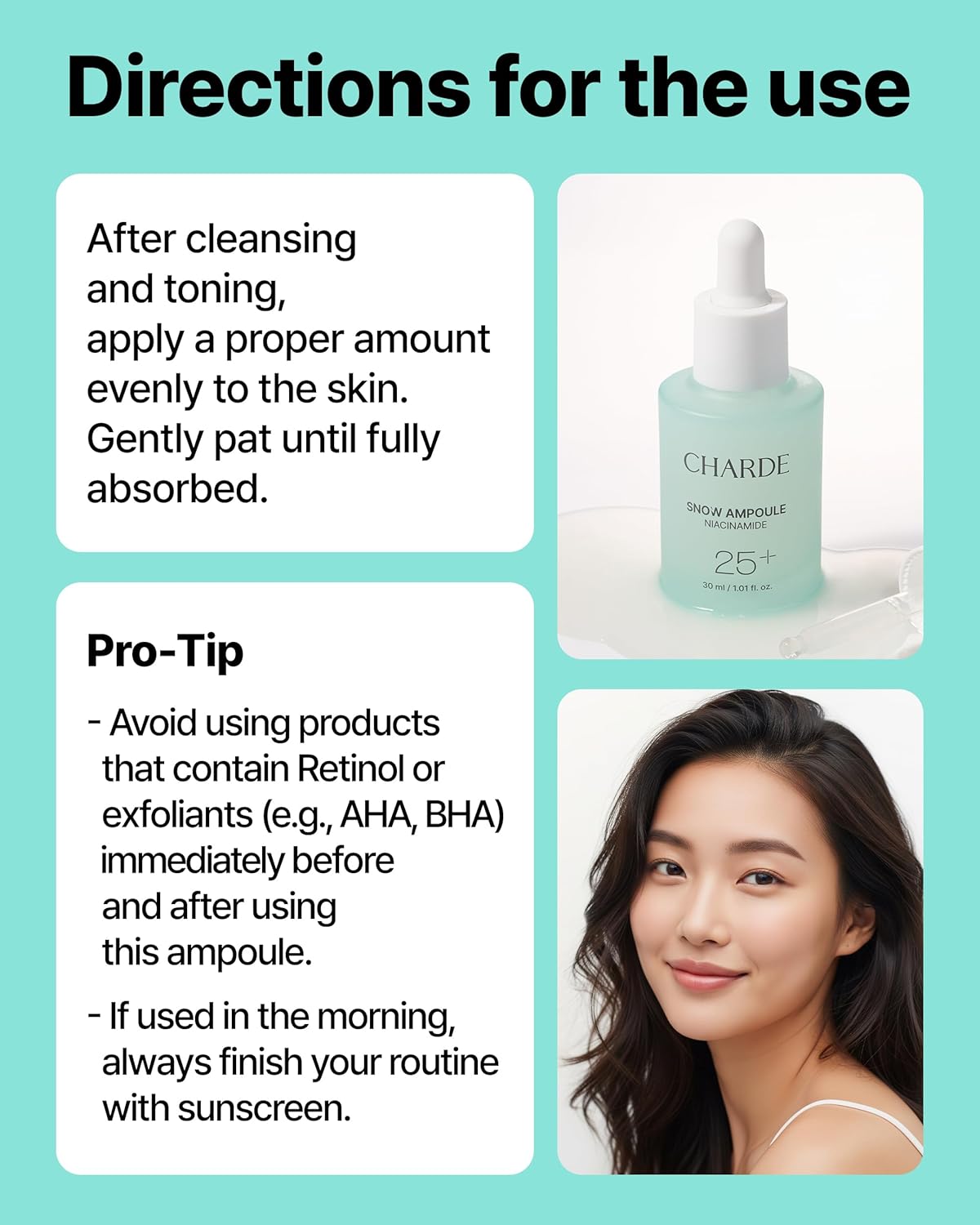 Charde Niacinamide 25% Snow Ampoule for Face, Dark Spot Care for Hyperpigmentation, Freckles & Sun Spots | Radiance Boosting with White Garcinia & Arbutin, Korean Skin Care, 1.01 fl. oz.-BrightBean Baby