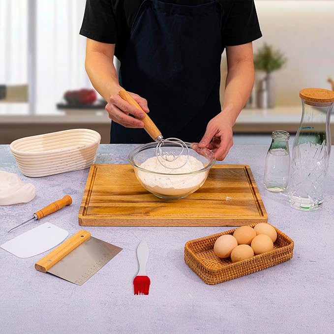 Banneton Bread Proofing Basket, Set 2 Size Sourdough Starter Kit, Sourdough Bread Baking Supplies, Bread Making Supplies Tools (Ovan)