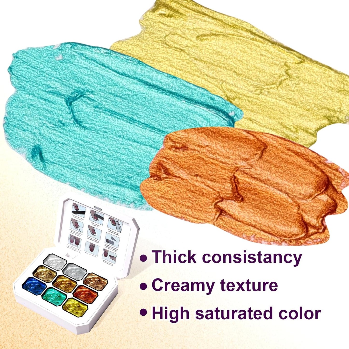 Gradient Painting Gel, 9 Colors Ombre Gel Nail Polish Gold Silver Metallic Effect Pigment Pat Aura Nails French Manicure Soak Off UV Long-lasting Home Salon DIY Nail Art Satin Metal(01)-BrightBean Baby