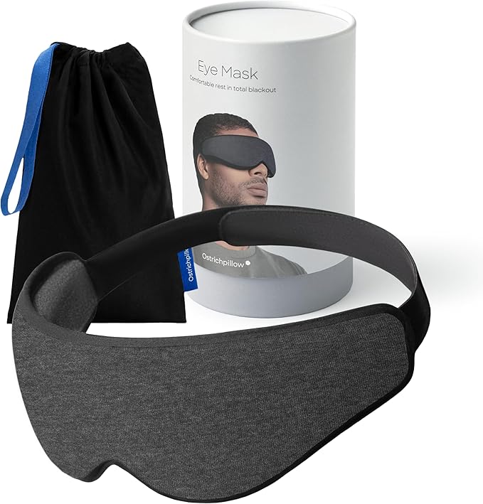 Ostrichpillow Eye Mask, Sleep Mask for Men Women 100% Blackout, No Pressure On Eyes, Soft & Breathable, Adjustable Fit, Travel Bag Included-BrightBean Baby