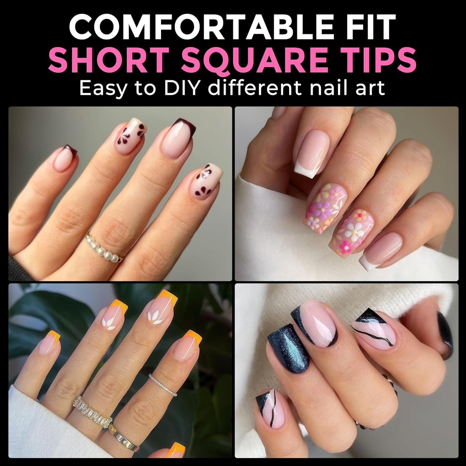 UNA GELLA Short Square Gel Nail Tips 216pcs Short Square Press on Nails Pre-shape Fake Nails for Full Cover Acrylic Nails False Nails For Nail Extension Home DIY Nail Salon 12 Sizes Gelly Tips-BrightBean Baby