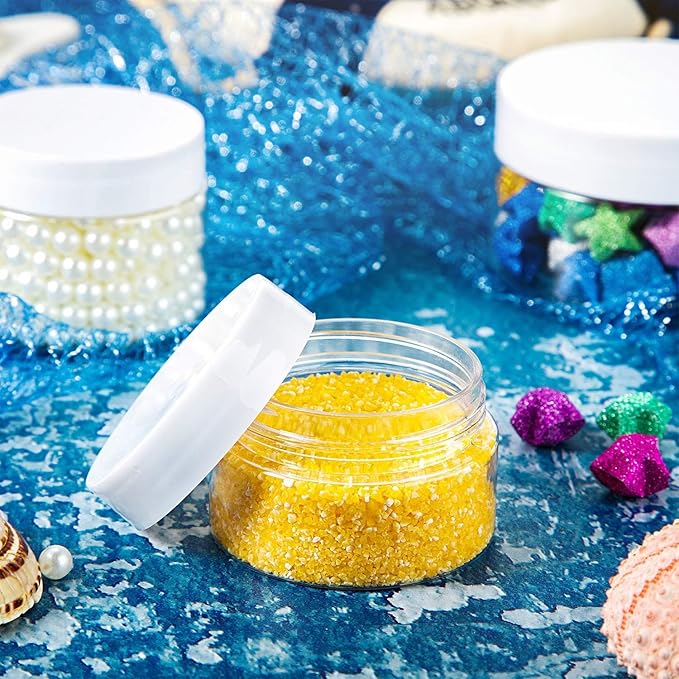 SATINIOR 24 Pieces Empty Clear Plastic Jars with Lids Round Storage Containers Wide-Mouth for Beauty Product Cosmetic Cream Lotion Liquid Butter Craft and Food (White Lid, 1 oz)-BrightBean Baby