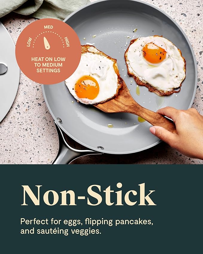 Caraway Fry Pan Duo White - Non-Toxic Ceramic Cookware Set 2 Piece