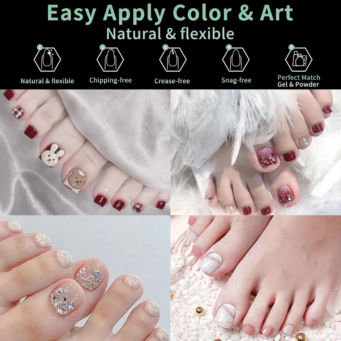 Toe Nail Tips, 216pcs Acrylic Fake Nails Gel Nail Tips Soft, Full Cover Pre-Shaped Matte Clear Press on Nails for Extension, Diy at Home Manicure 12 Sizes-BrightBean Baby