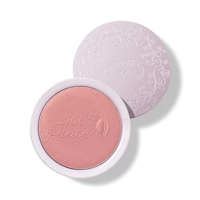100% PURE Powder Blush (Fruit Pigmented), Mimosa, Soft Shimmery Finish, Nourishes Skin w/Rosehip Oil, Cocoa Butter, Natural Makeup (Light Coral) - 1.81 oz-BrightBean Baby