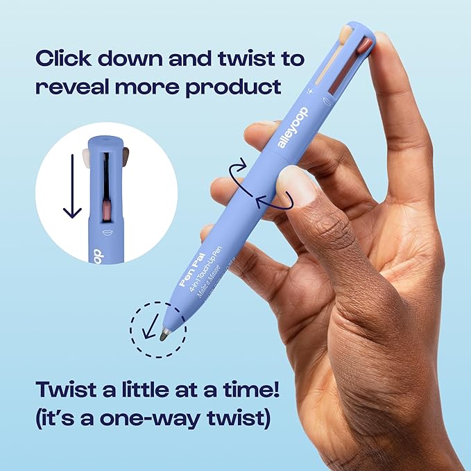 Alleyoop Pen Pal 4-in-1 Makeup Pen - Comes with Eyeliner, Highlighter, Lip Liner, and Eyebrow Pencil - Touch Up On the Go - Cruelty-Free, Vegan (In A Rouge (Light))-BrightBean Baby