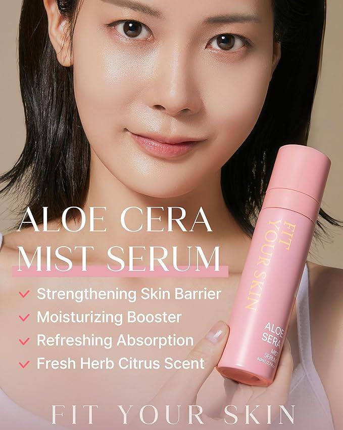 Aloe Cera Mist Serum - Vegan Hydrating Face Spray with Aloe Vera and Ceramide for Rough and Dry Skin - Refreshing & Hydrating Facial Mist - Fresh Herb Citrus Scent, 2.7 fl.oz.-BrightBean Baby