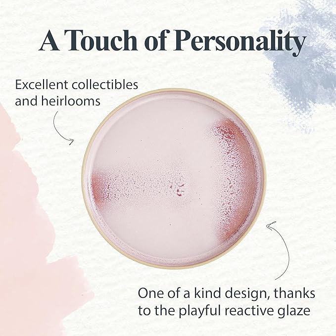 Portmeirion Minerals 10.5" Dinner Plate, Rose Quartz - Modern Stoneware Plate, Artisan-Crafted with Gentle Curves, Durable & Stylish for Dining, Microwave & Dishwasher Safe - Made in Portugal