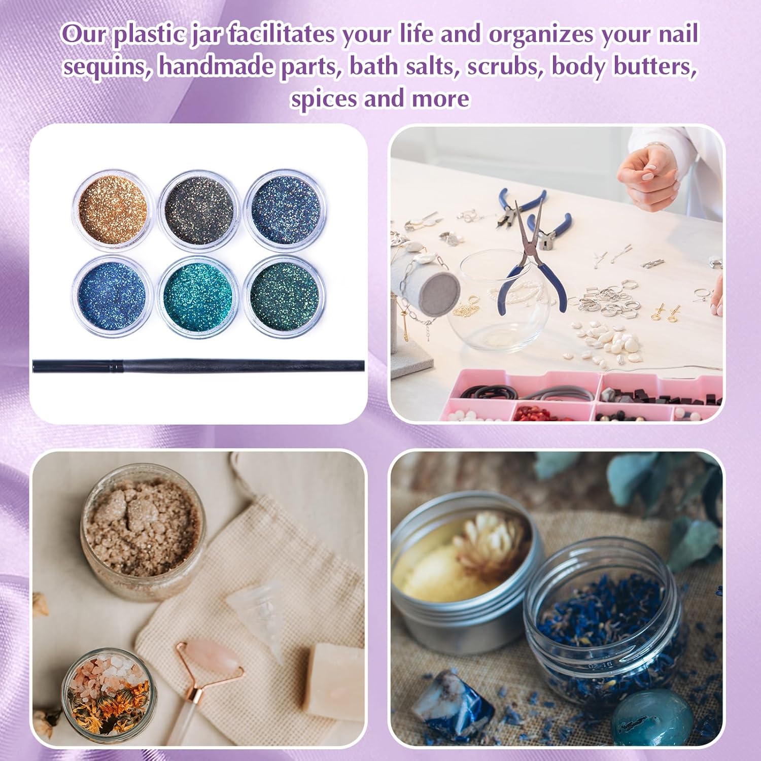 SATINIOR 100 Pcs Plastic Jars with Lids Small Containers Lids Wide Mouth Small Plastic Containers for Lotion Cream Rhinestones Body Butters Travel Storage(4 oz,White)-BrightBean Baby