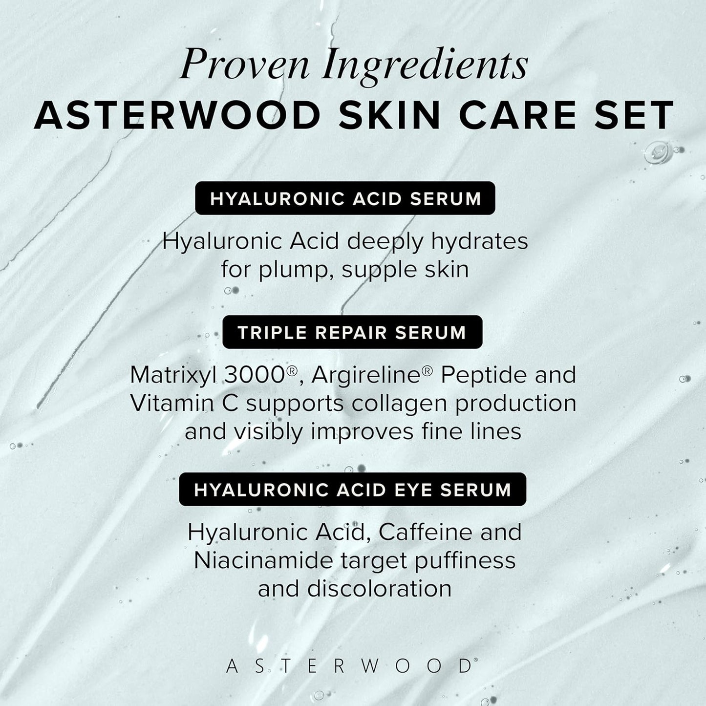 Asterwood Skin Care Set - with Hyaluronic Acid & Triple Repair Serums, Under Eye Serum - Skincare Essentials - Hydrating, Moisturzing, Anti-Aging - Fragrance-Free-BrightBean Baby
