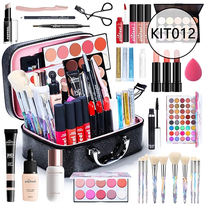 All-in-One Makeup Gift Set Travel Makeup Kit Complete Starter Makeup Bundle Lipgloss Lipstick Concealer Blushes Powder Eyeshadow Palette Cosmetic Palette for Teen Girls & Adults #17-BrightBean Baby