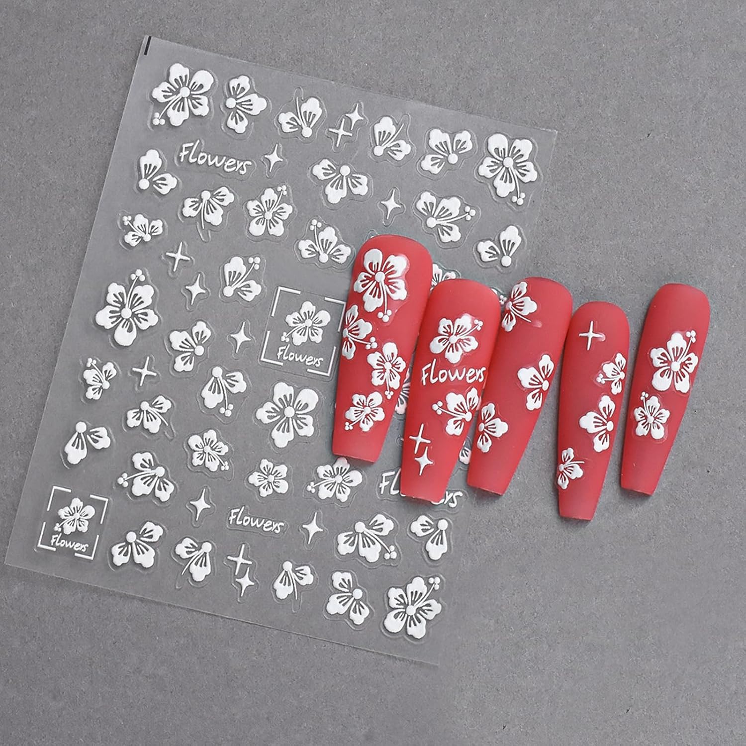 Flower Nail Stickers 5D Embossed Hollow Out Flower Nail Decals Pink Purple White Floral Designs Summer Cute Flowers Decals Pegatinas Uñas for Women DIY Manicure Decoration Accessories 3Sheets-BrightBean Baby