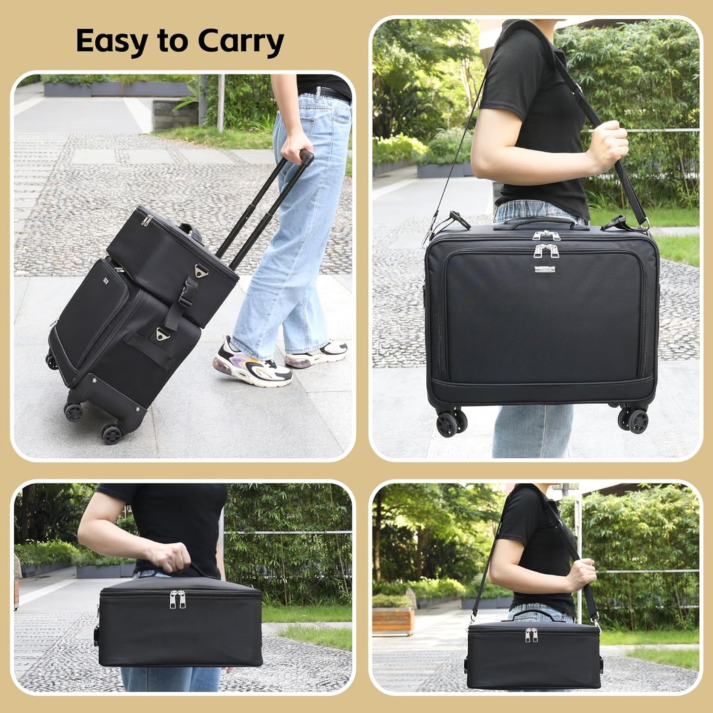 Rolling Makeup Bag Professional Makeup Artist Bags 2 in 1 Cosmetics Case Extra Large Trolley Travel Case with 360° Swivel Wheels and Adjustable Dividers-BrightBean Baby