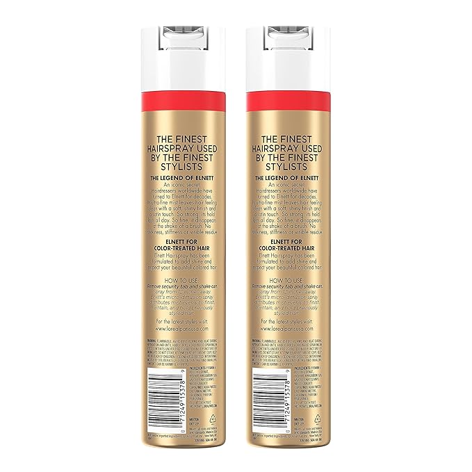 L'Oreal Paris Hair Care Elnett Satin Extra Strong Hold Hairspray For Color Treated Hair, Long Lasting Plus Humidity Resistant Hair Spray, 11 oz, (Pack of 2)-BrightBean Baby