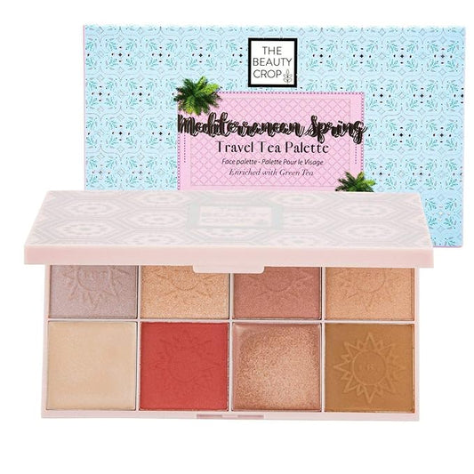 The Beauty Crop - Travel Tea Face Palette - Mediterranean Spring | Highly Pigmented Shades | Richly Toned Palette | Comes in Matte, Creamy, Metallic & Glitter Finish | Long Wearing | Cruelty Free-BrightBean Baby