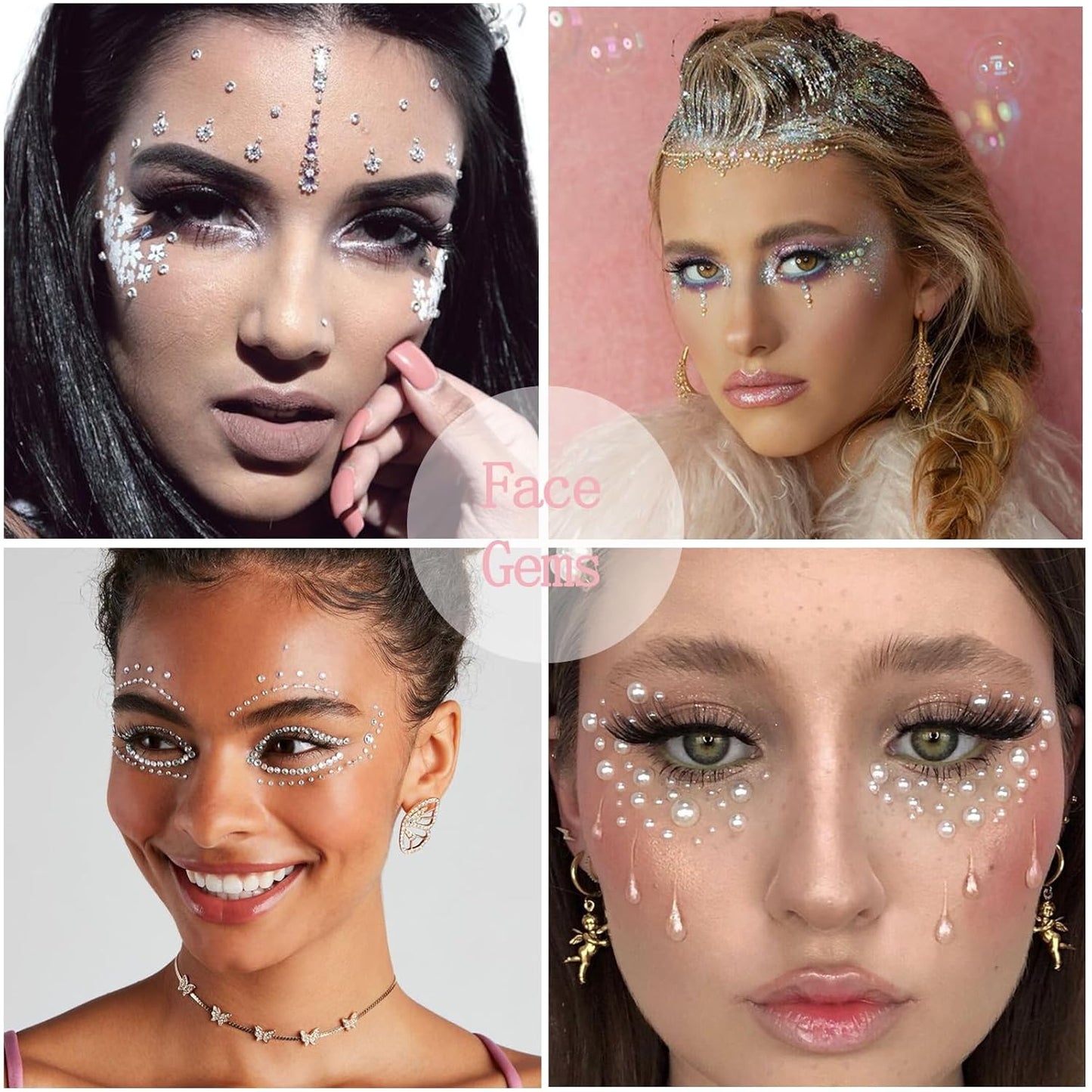 Nail Art Charms White Bow Nail Rhinestones with Glue Gel Flatback Pearls Luxurious Nails Gems Supplies Accessories White Silver Jewelry Pearls for Women Nails DIY Design-BrightBean Baby