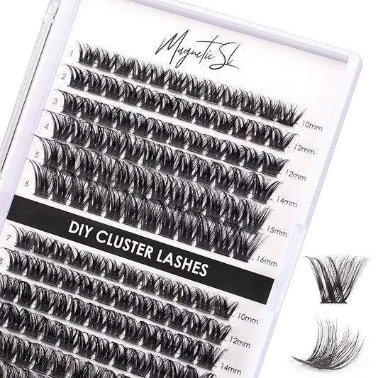 Lash Clusters 144 Pcs Individual Lashes Clusters Eyelash Extensions False Eyelashes DIY Lash Extension Reusable False Eyelashes Natural Look Mix 10-16mm C D Curl-DM27-BrightBean Baby