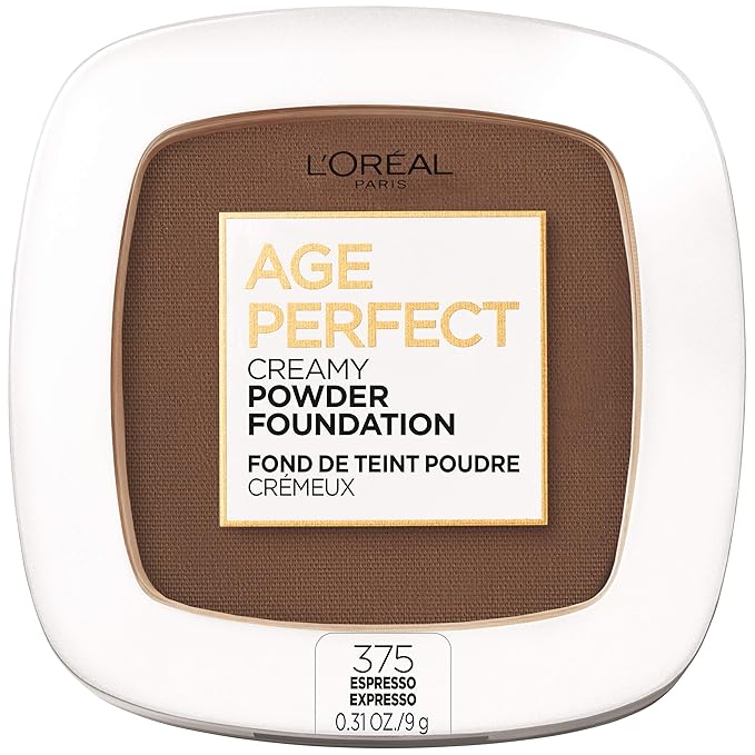 L'Oreal Paris Age Perfect Creamy Powder Foundation Compact, 375 Espresso, 0.31 Ounce-BrightBean Baby
