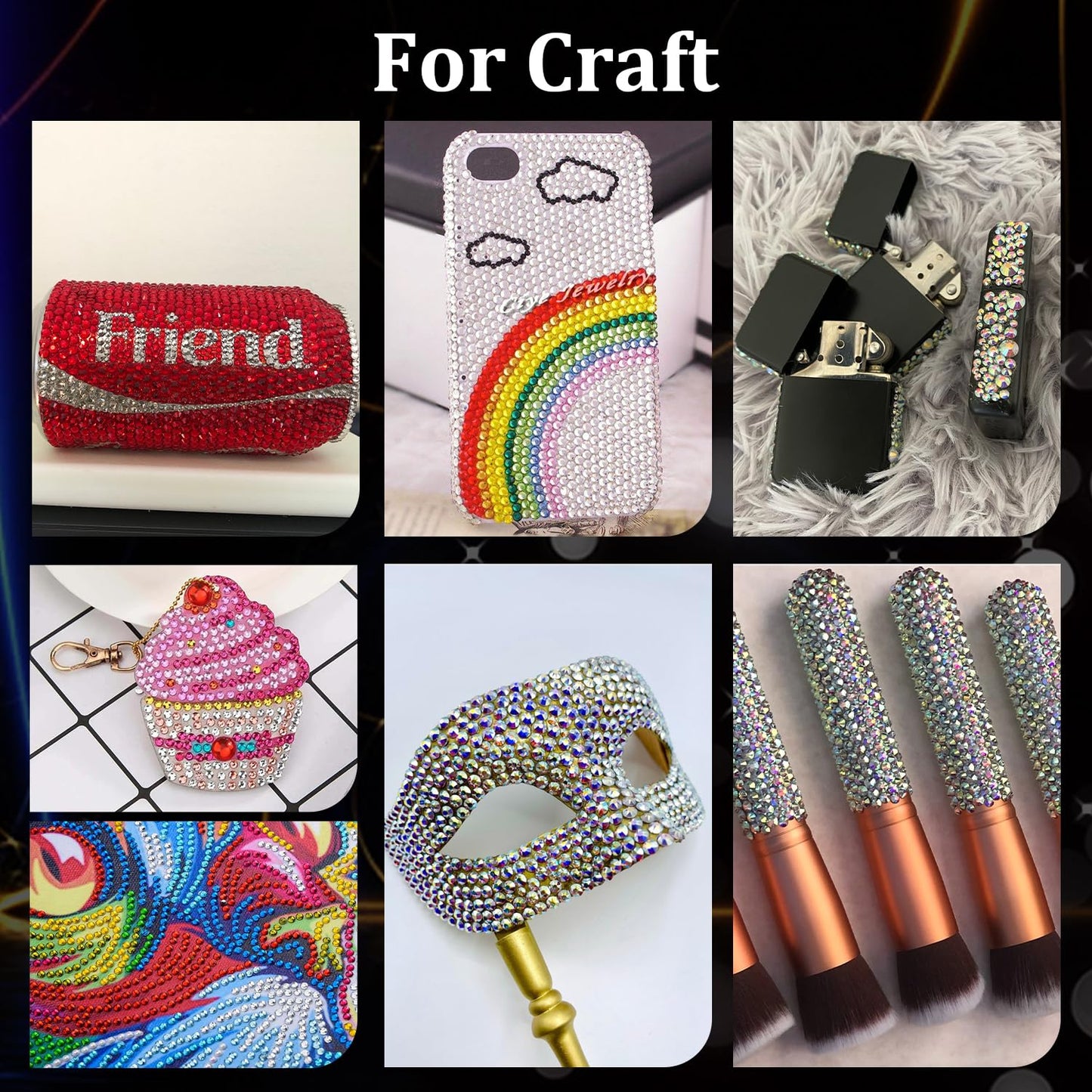 Rhinestones for Nails, Manicure Gem, Flatback Glass Crystal AB + Transparent Clear Gemstones and Colorful Resin Beads, 2-5mm Round Gems for Professional Salon DIY Nail Art with Pickup & Dotting Tools-BrightBean Baby