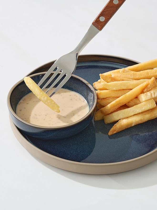 famiware Nature Ceramic Soy Sauce Dish, Dipping Bowls Set of 6, 3 oz Dipping Sauce Bowls/Dishes/Cups/Plates, Small Serving Bowls for Side Dishes, Condiments, Sushi, Appetizer, Dessert, Midnight Blue