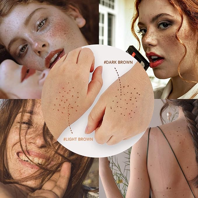 2 Pcs Freckle Pen Set, Natural Lifelike Fake Freckles Makeup Pen Magic Brown Color Freckles Makeup Tool Long-Lasting Waterproof Dot Spot Pen for Effortless Sunkissed Makeup (Light Brown)-BrightBean Baby