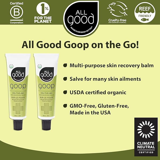 All Good Goop on the Go - Chafing Cream, Dry Skin Salve, Cracking Lip Moisturizer - Soothes, Hydrates & Calms - Travel Size Recovery Balm 1oz (3-pack)-BrightBean Baby